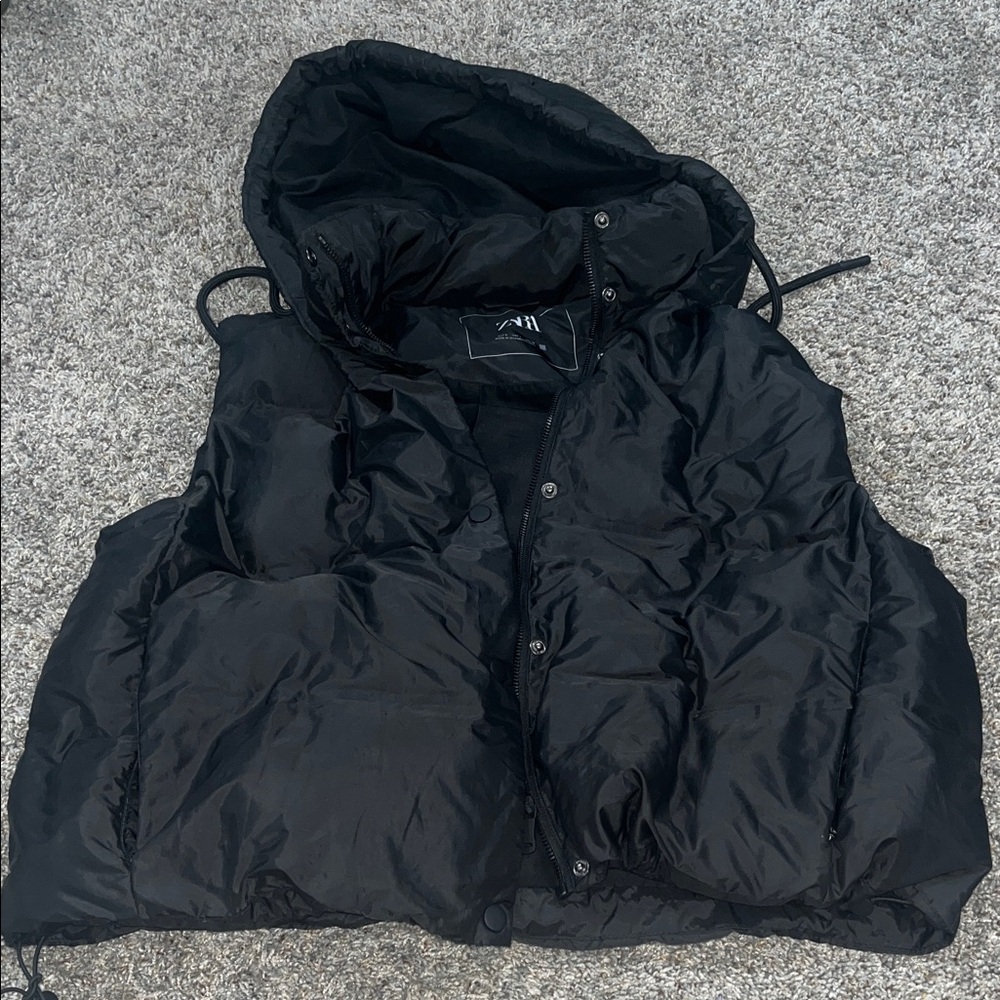 Zara Black Puffer Vest